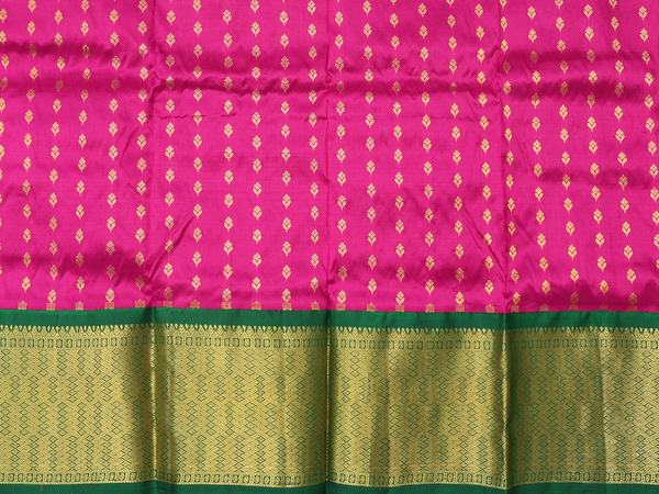 Zari Buttas Magenta Kanchipuram Silk Pavadai Sattai Material