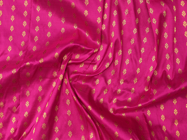Zari Buttas Magenta Kanchipuram Silk Pavadai Sattai Material