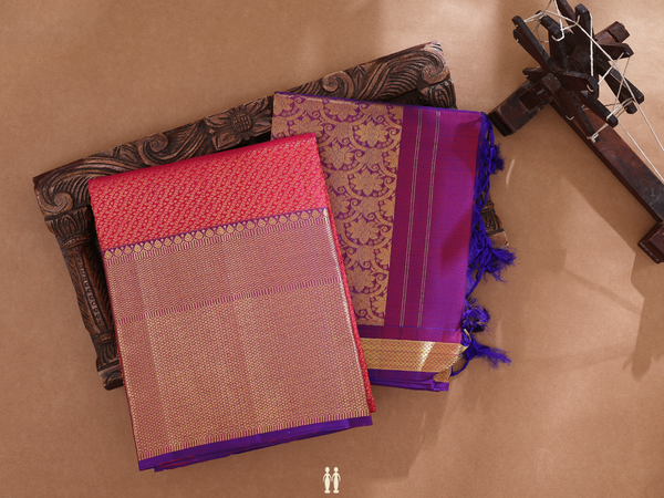 Brocade Design Rani Pink Kanchipuram Half Saree Material