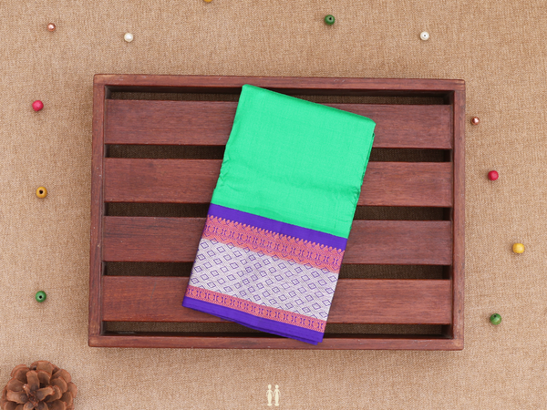 Contrast Border Green Kanchipuram Pavadai Sattai Material