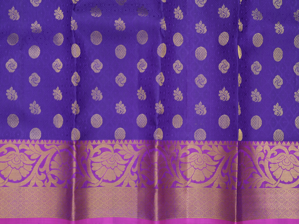 Zari Buttas Royal Blue Kanchipuram Pavadai Sattai Material