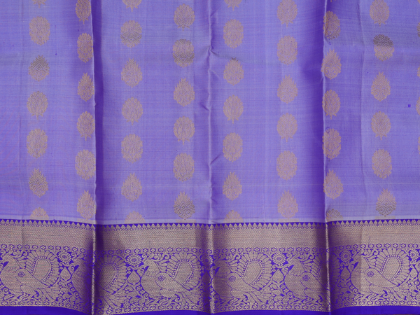Floral Buttas Purple Kanchipuram Silk Pavadai Sattai Material