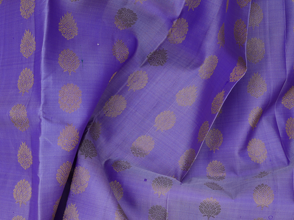 Floral Buttas Purple Kanchipuram Silk Pavadai Sattai Material