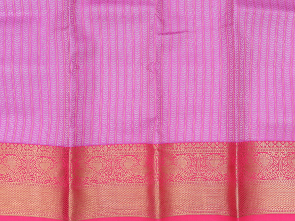 Stripes Design Pink Kanchipuram Silk Pavadai Sattai Material