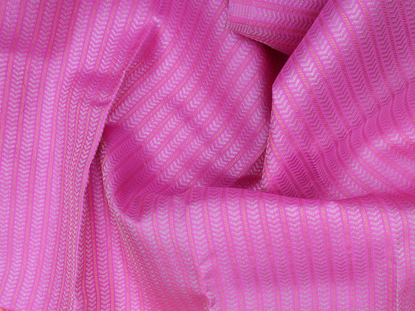 Stripes Design Pink Kanchipuram Silk Pavadai Sattai Material