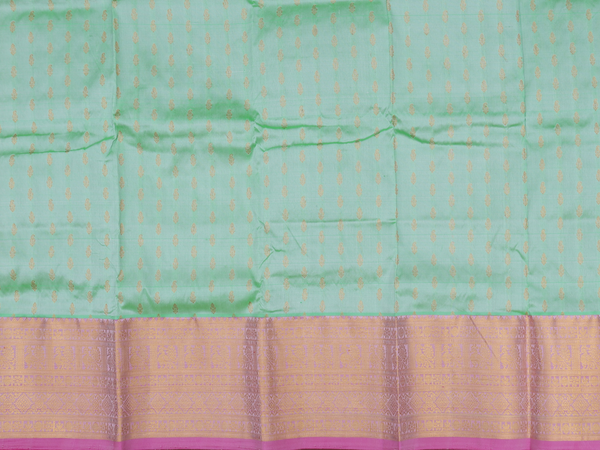 Zari Buttas Green Kanchipuram Silk Pavadai Sattai Material
