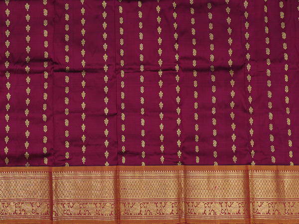 Floral Buttas Burgundy Kanchipuram Silk Pavadai Sattai Material