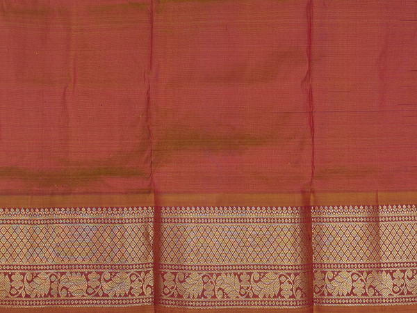 Floral Buttas Burgundy Kanchipuram Silk Pavadai Sattai Material