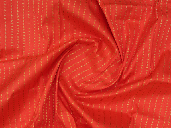 Stripes Design Orange Kanchipuram Silk Pavadai Sattai Material