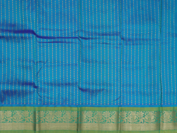 Stripes Design Blue Kanchipuram Silk Pavadai Sattai Material