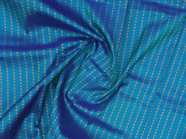Stripes Design Blue Kanchipuram Silk Pavadai Sattai Material
