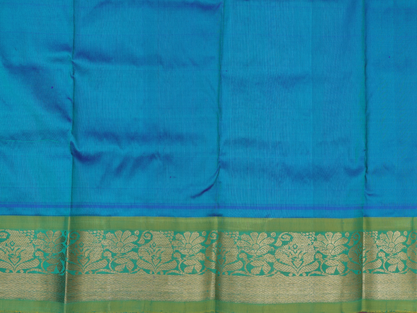 Stripes Design Blue Kanchipuram Silk Pavadai Sattai Material
