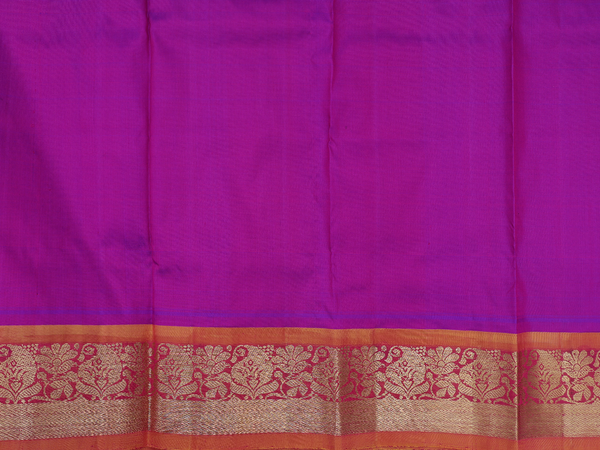 Stripes Design Purple Kanchipuram Silk Pavadai Sattai Material