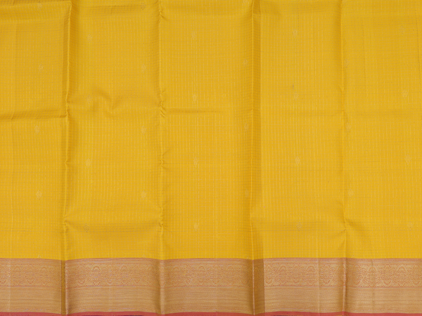 Checks Design Yellow Kanchipuram Silk Pavadai Sattai Material