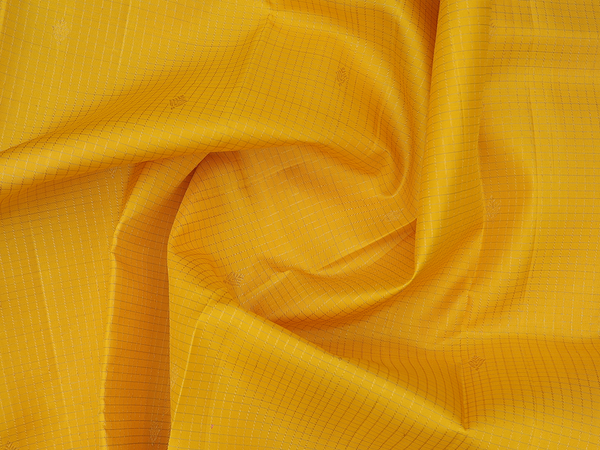 Checks Design Yellow Kanchipuram Silk Pavadai Sattai Material