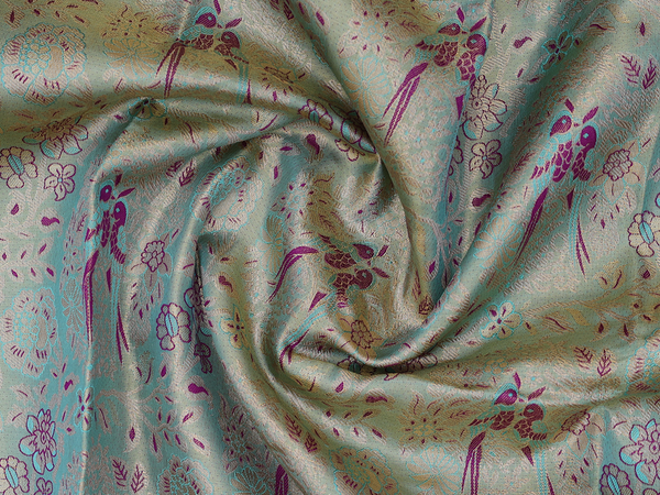 Floral Design Green Tissue Kanchipuram Pavadai Sattai Material