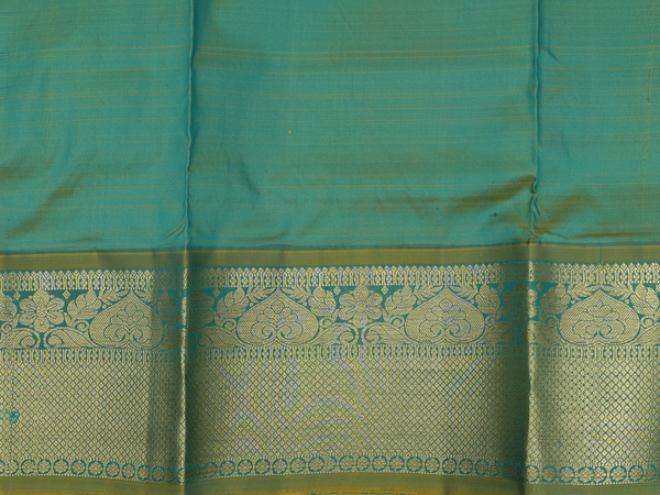 Zari Buttas Green Kanchipuram Silk Pavadai Sattai Material