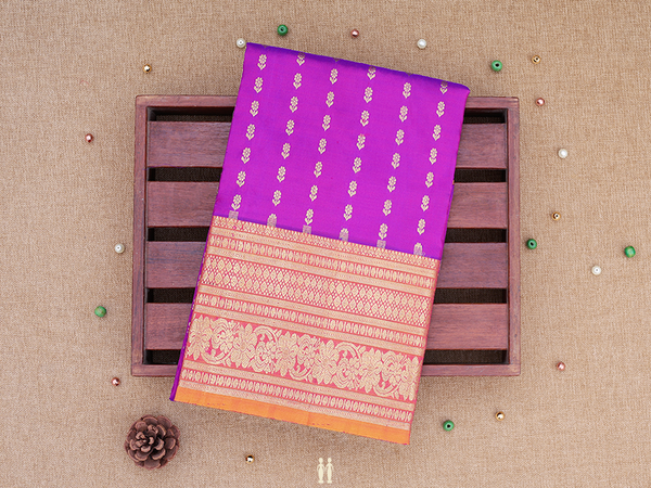 Stripes Design Purple Kanchipuram Silk Pavadai Sattai Material