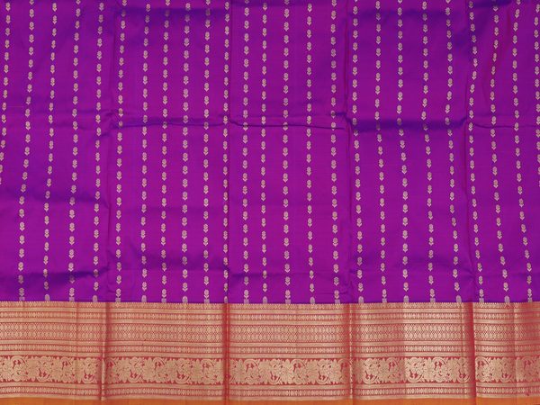 Stripes Design Purple Kanchipuram Silk Pavadai Sattai Material