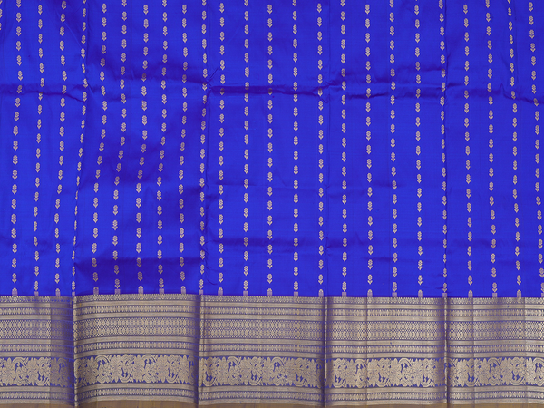 Stripes Design Blue Kanchipuram Silk Pavadai Sattai Material