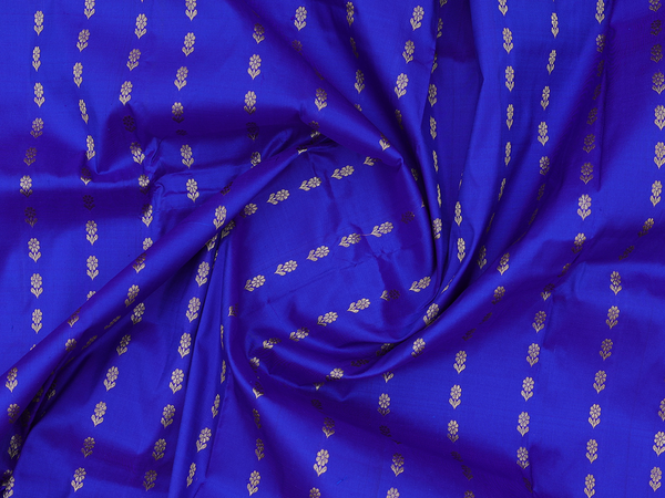 Stripes Design Blue Kanchipuram Silk Pavadai Sattai Material