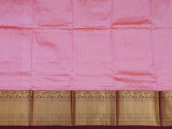Zari Buttis Design Pink Kanchipuram Silk Pavadai Sattai Material