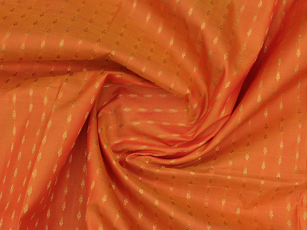 Stripes Design Orange Kanchipuram Silk Pavadai Sattai Material