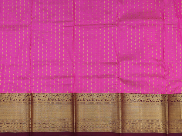 Stripes Design Pink Kanchipuram Silk Pavadai Sattai Material