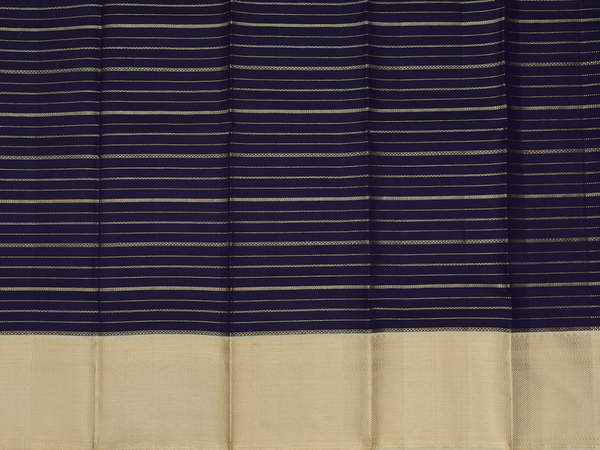 Stripes Design Blue Kanchipuram Silk Pavadai Sattai Material