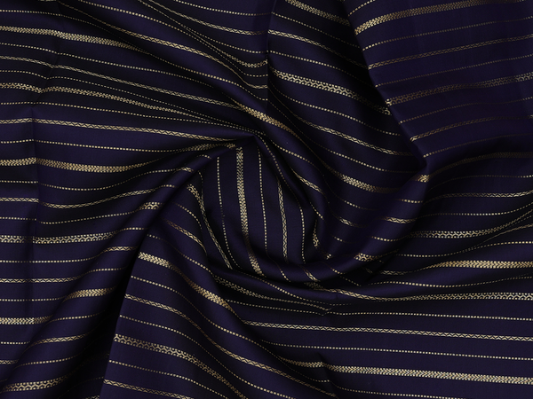 Stripes Design Blue Kanchipuram Silk Pavadai Sattai Material