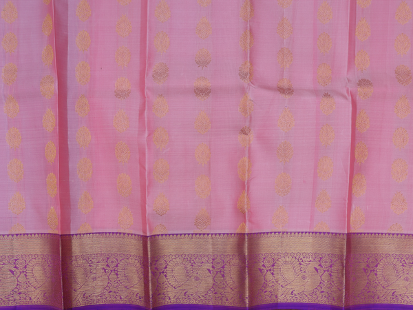 Floral Buttas Pink Kanchipuram Silk Pavadai Sattai Material