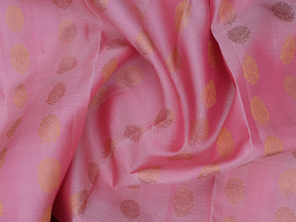 Floral Buttas Pink Kanchipuram Silk Pavadai Sattai Material