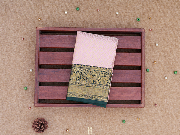 Brocade Design Pink Kanchipuram Silk Pavadai Sattai Material