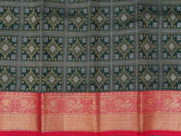 Brocade Design Green Kanchipuram Silk Pavadai Sattai Material