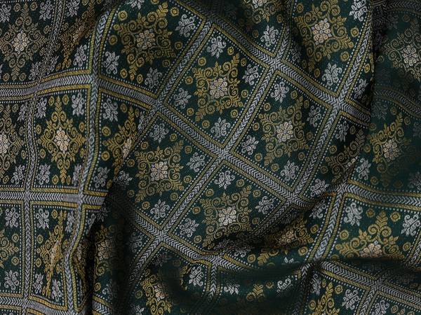 Brocade Design Green Kanchipuram Silk Pavadai Sattai Material