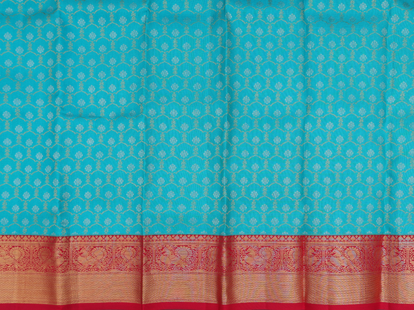 Zari Design Sea Green Kanchipuram silk Pavadai Sattai Material