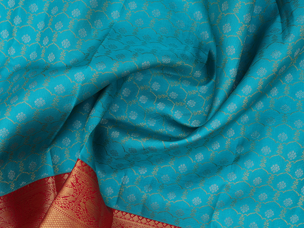 Zari Design Sea Green Kanchipuram silk Pavadai Sattai Material