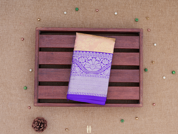 Floral Design Pink Tissue Kanchipuram Pavadai Sattai Material