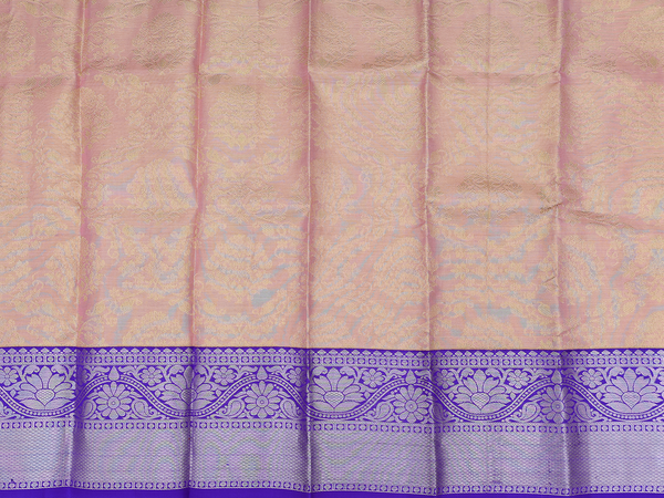 Floral Design Pink Tissue Kanchipuram Pavadai Sattai Material