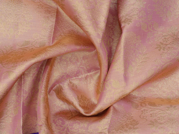 Floral Design Pink Tissue Kanchipuram Pavadai Sattai Material