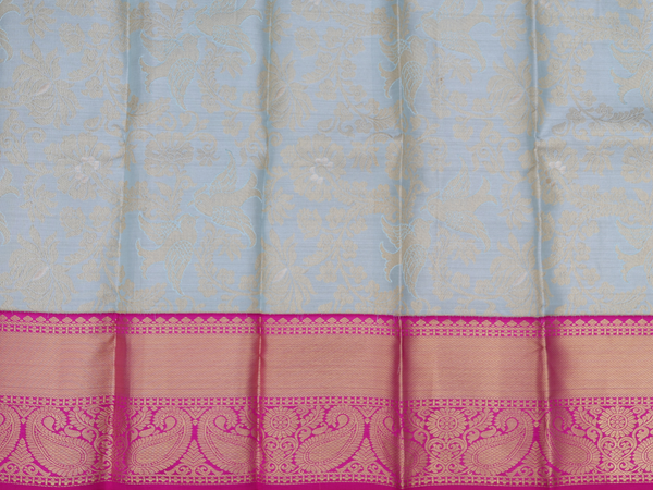 Floral Design Green Tissue Kanchipuram Pavadai Sattai Material