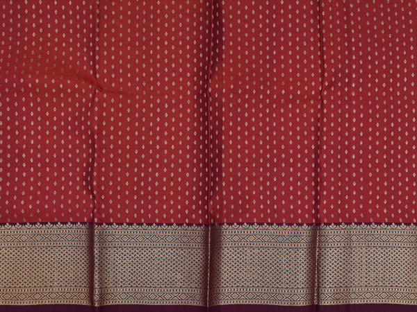 Zari Buttis Rust Brown Kanchipuram Silk Pavadai Sattai Material