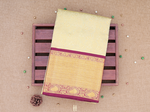 Leaf Design Yellow Tissue Kanchipuram Pavadai Sattai Material