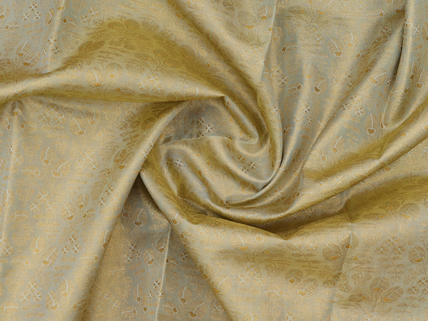 Leaf Design Yellow Tissue Kanchipuram Pavadai Sattai Material