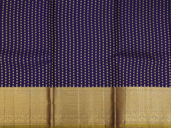 Zari Buttis Navy Blue Kanchipuram Silk Half Saree Material