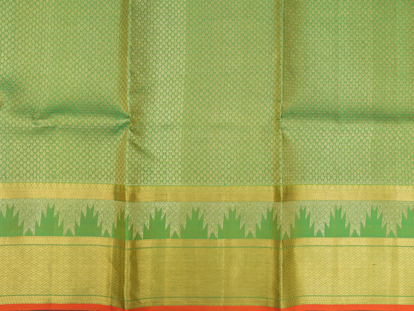 Brocade Design Green Kanchipuram Silk Half Saree Material