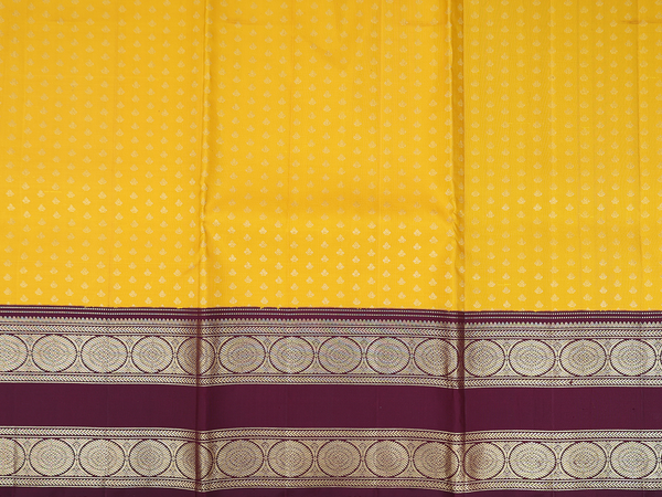 Zari Buttas Saffron Yellow Kanchipuram Half Saree Material