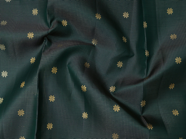 Stripes Design Forest Green Kanchipuram Half Saree Material