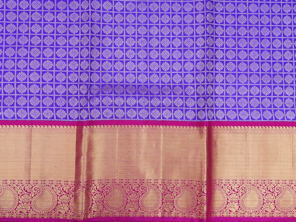 Brocade Design Royal Blue Kanchipuram Half Saree Material
