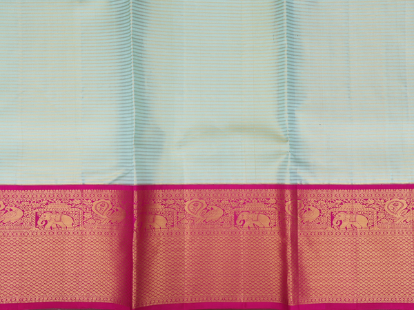 Stripes Design Green Kanchipuram Silk Half Saree Material